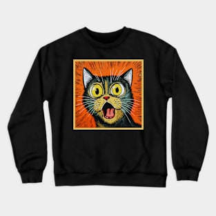 Shocked Cat Cartoon Vintage Cartoon Cat Crazy. Crewneck Sweatshirt